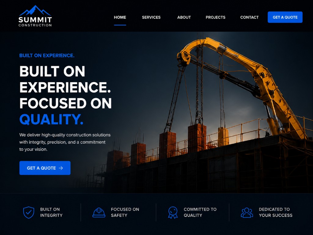 Construction company website design preview
