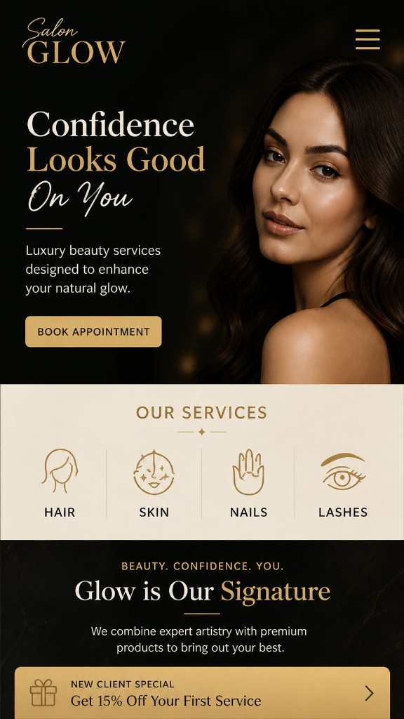 Small business website preview on mobile